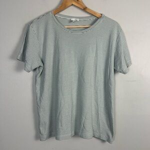 Lake pajamas green white striped 100% Pima cotton short sleeve shirt size large